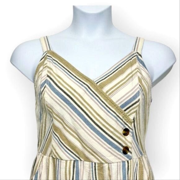 NWOT American Eagle Linen Blend Striped Romper Jumpsuit Outfit - Picture 3 of 9